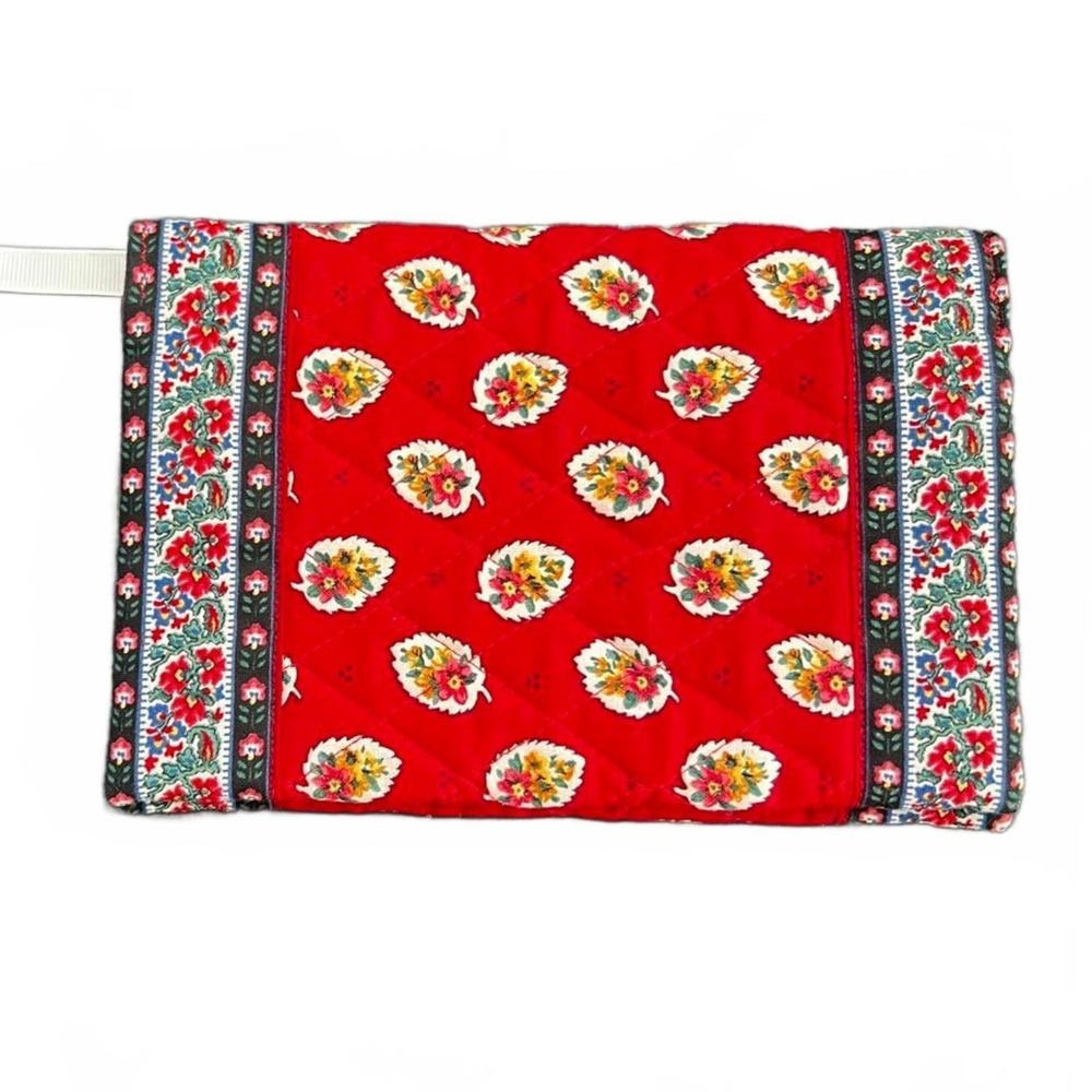 Vera Bradley Checkbook Cover Red Sienna Floral Quilted Vintage OS